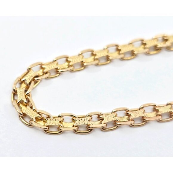 Unique 14K Yellow Gold Diamond & Blue Spinel Tennis Link Bracelet - 7.75" Length - Picture 9 of 12